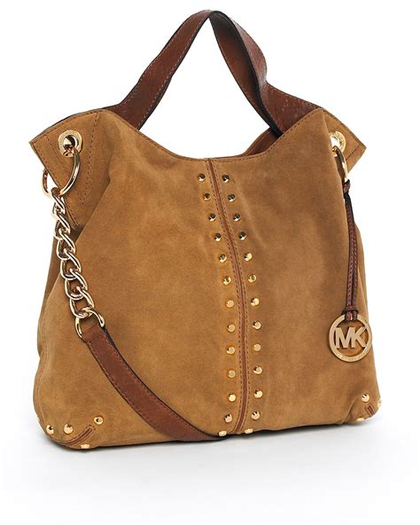 michael kors brown suede bag|Michael Kors astor large pouchette.